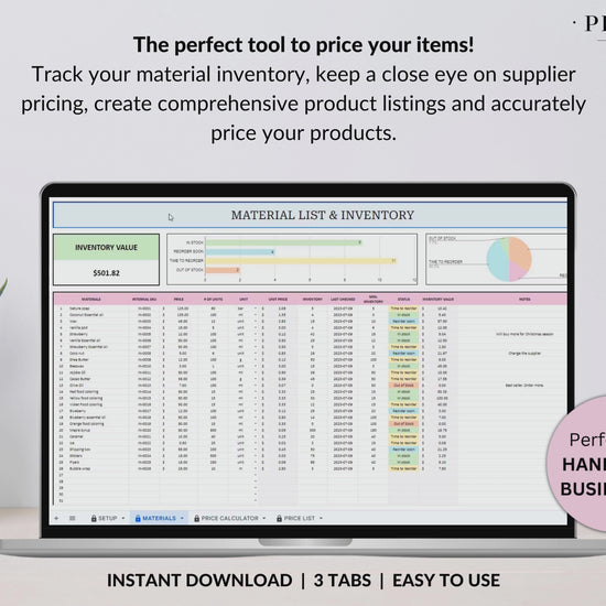 Pricing Calculator for Small Business Google Sheets Excel Business Tracker Handmade Products Pricing Template Profit Margin Pricing Guide