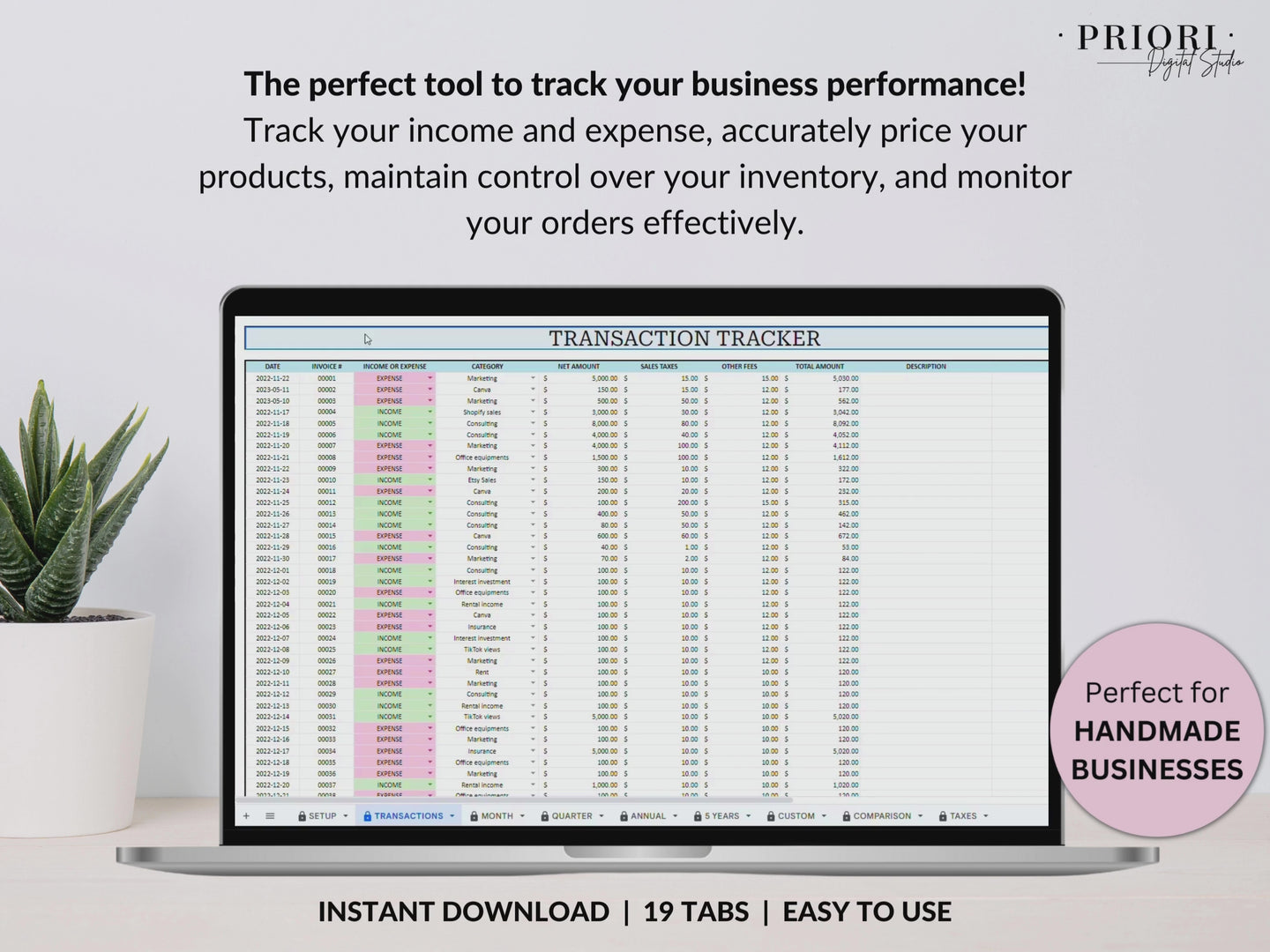 Small Business Bookkeeping Spreadsheet Inventory Tracker Order Tracker Product Handmade Pricing Calculator Client Tracker Google Sheet Excel