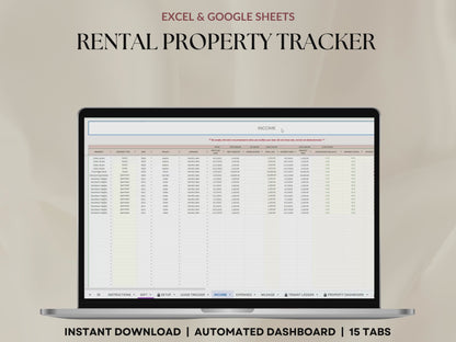 Rental Property Tracker Landlord Spreadsheet Multi Property Income and Expense Excel Google Sheets Rental Bookkeeping Rent Payment Tracker