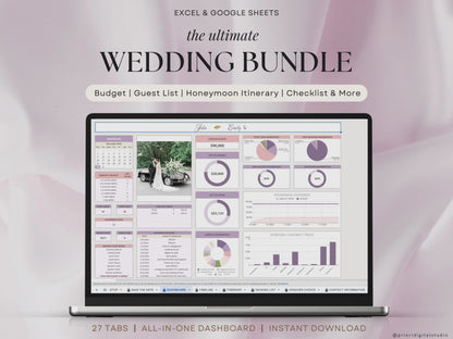 Wedding Planner Spreadsheet Wedding Budget Tracker Honeymoon Planner Checklist Guest List Tracker Wedding Travel Itinerary Seating Plan Excel Google Sheets#color_lavender