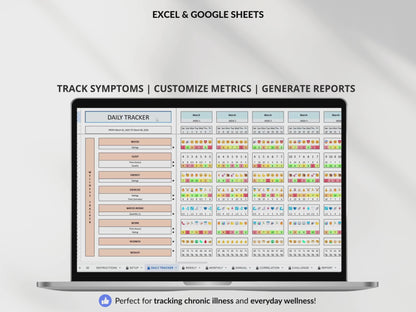 Health Wellness Tracker Spreadsheet Google Sheets Chronic Illness Symptom Log Daily Mental Health Journal Pain Tracker Excel Medical Binder