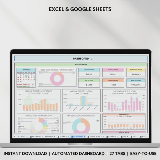 Ultimate Annual Budget Spreadsheet Monthly Budget Tracker Couple Financial Planner Bill Tracker Debt Tracker Savings Excel Google Sheets