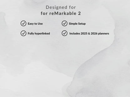 reMarkable Digital Planner 2025 2026 Daily Planner reMarkable 2 Template Minimalist Hyperlinked Planner for reMarkable Organization Planner