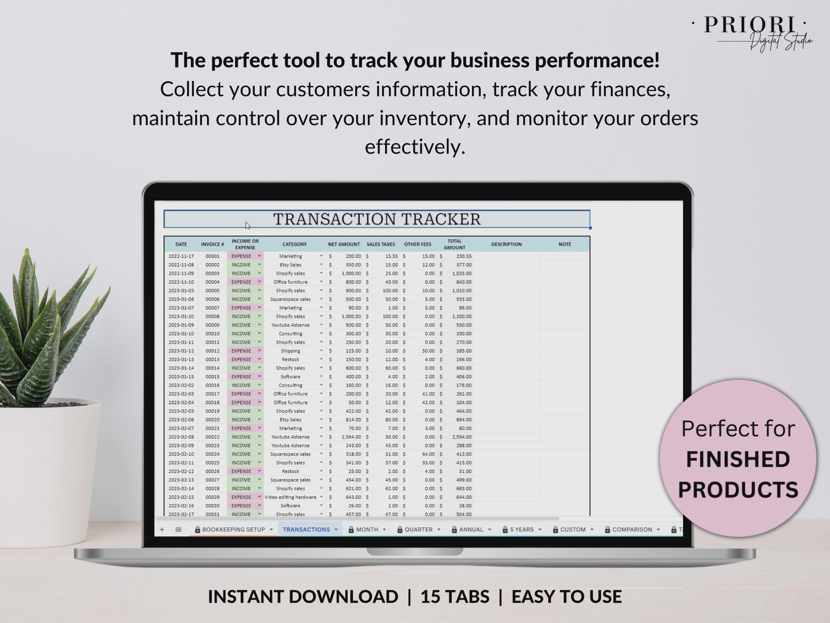 Small Business Tracker Spreadsheet Google Sheets Excel Inventory Template Customer Tracker Bookkeeping Template Order Tracker Sales Taxes#color_multicolor