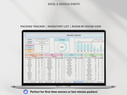 Moving Planner Google Sheets First House Moving Excel Spreadsheet Packing Box Inventory New Apartment Template Task Checklist for Relocation