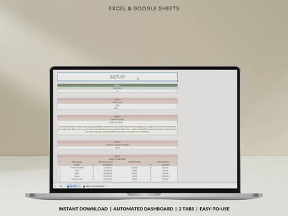 Debt Tracker Payment Debt Snowball Excel Debt Avalanche Calculator for Google Sheet Student Loan Mortgage House Payment Credit Card Payoff