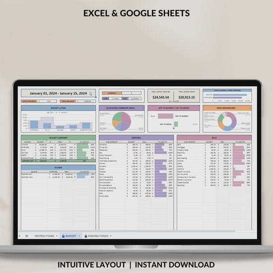 Simple Budget Planner for Google Sheets Paycheck Budget Spreadsheet Excel Budget Template Weekly Budget Biweekly Income and Expense Tracker Paycheck Budget