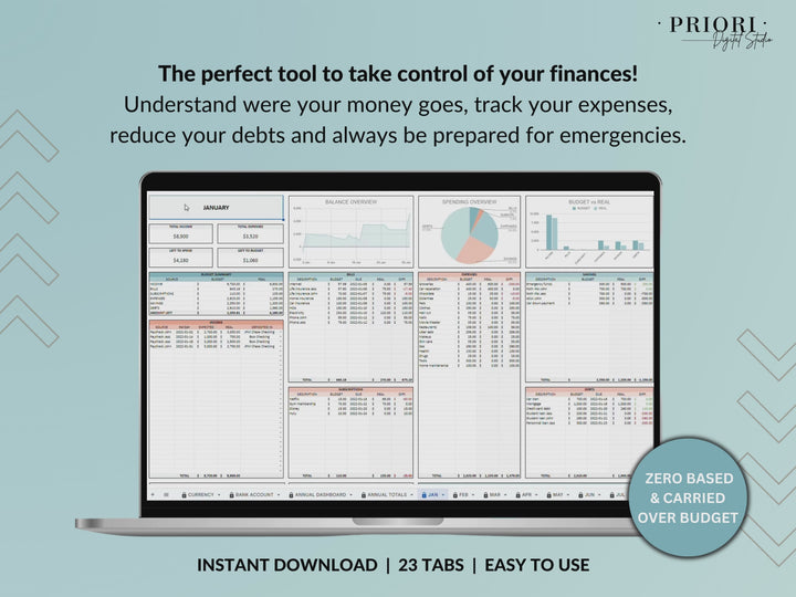 Family Annual Budget Spreadsheet Monthly Budget Biweekly Tracker Excel Google Sheets Couple Financial Planner Bill Calendar Debt Tracker Blue