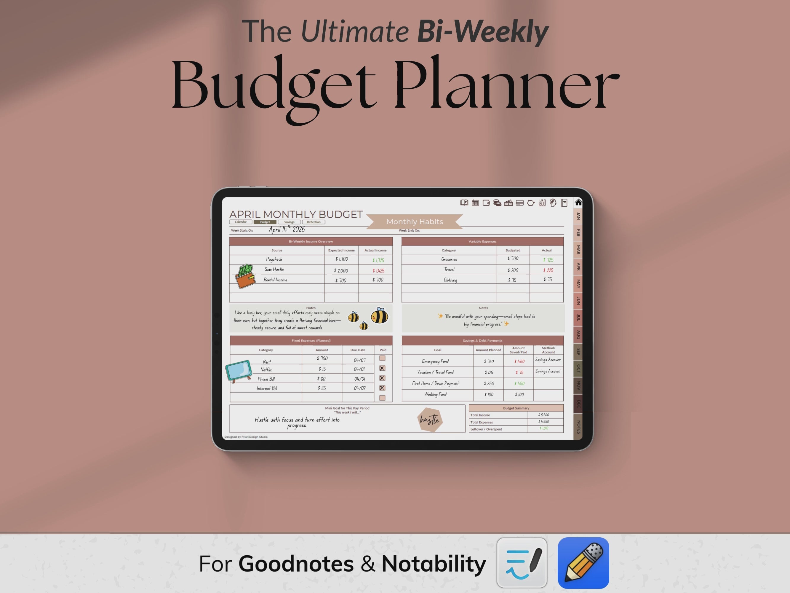 Ultimate Goodnotes Bi-Weekly Finance Planner - Horizontal