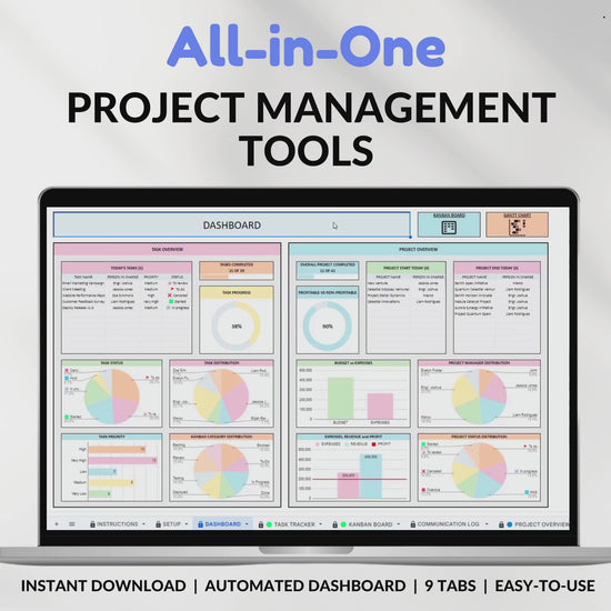 Project Management Tool for Small Business Project Planner Task Tracker To-Do List Template Gantt Chart Business Planner Kanban Board Excel Google Sheets