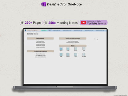 OneNote Planner Meeting Notes Planner Hyperlinked Digital Planner OneNote Productivity Planner for Professional OneNote Work Task Tracker