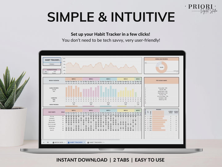 Habit Tracker Spreadsheet Google Sheets Excel Daily Habit Planner Weekly Goal Planner Digital Routine Dashboard Habit To Do List Template