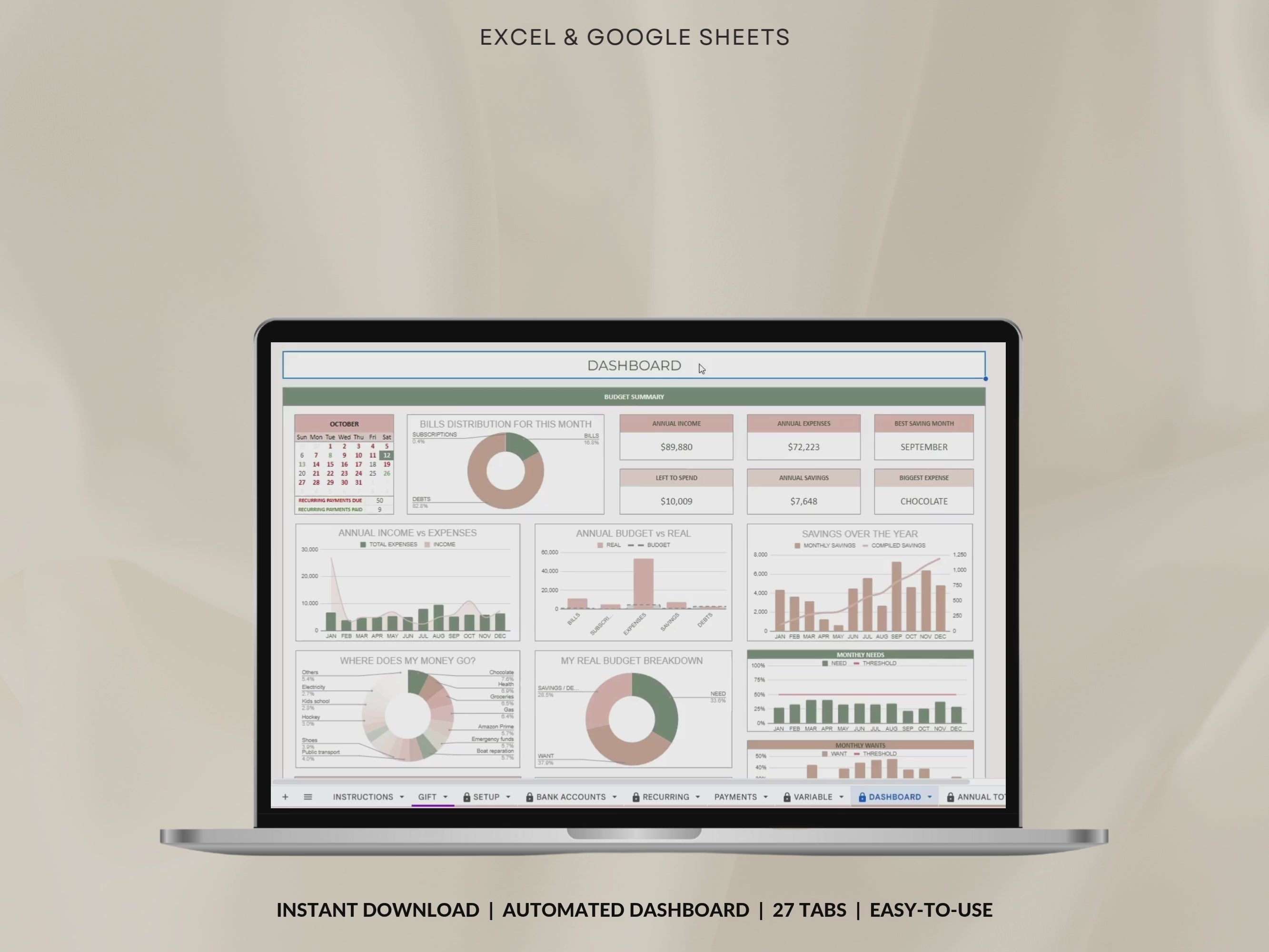 Ultimate Annual Budget Spreadsheet Monthly Budget Tracker Couple Financial Planner Bill Tracker Debt Tracker Savings Excel Google Sheets