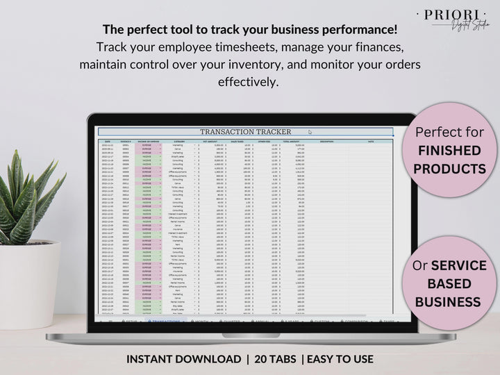 Service Based Small Business Tracker Spreadsheet Google Sheet Excel Inventory Tracker Bookkeeping Template Client Order Tracker Employee Timesheet Payroll