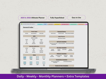 OneNote Planner 2025 2026 Digital OneNote Templates Hyperlinked Planner Daily Weekly Planner Organization Planner Professional OneNote 2025
